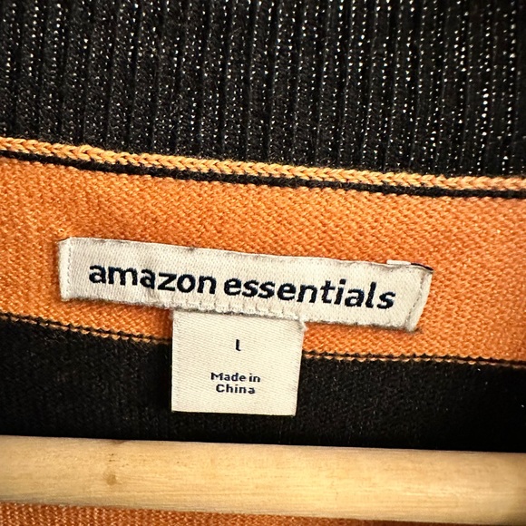 Amazon essentials L black and orange mock neck sweater - Picture 2 of 2
